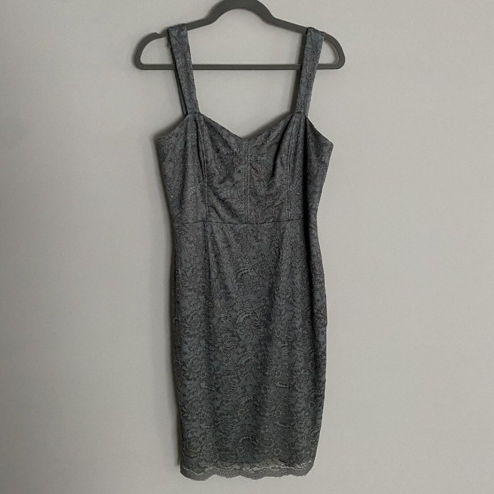 Adrianna Papell Lace Formal Cocktail Sheath Dress Womens 12 Green Sleeveless